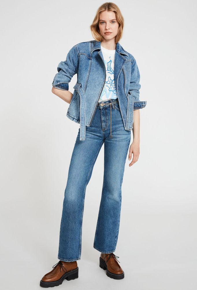 Veste en jean ceinturée