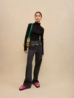 Jean baggy à ceinture noir