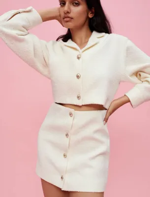 Robe en tweed texturé ouverte à l'avant