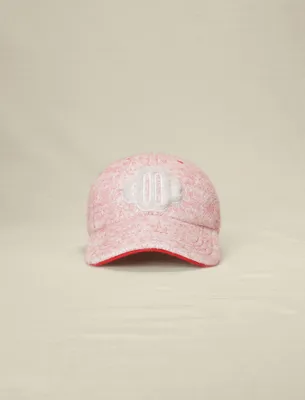 Casquette effet tweed rose