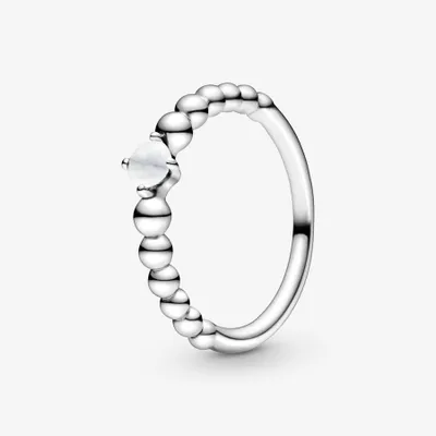 Bague Perlée Blanc Laiteux