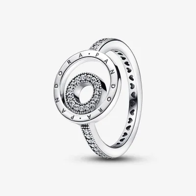Bague Pavée Cercles Logo Pandora Signature