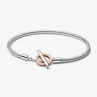 Bracelet Maille Serpent Fermoir en T Bicolore Pandora Signature