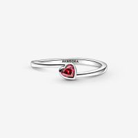 Bague Solitaire Cœur Incliné Rouge