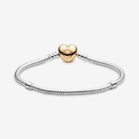 Bracelet Maille Serpent Fermoir Cœur Pandora Moments