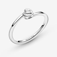 Bague Solitaire Cœur Incliné Incolore