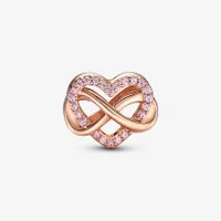 Charm Cœur Rose Infini Scintillant