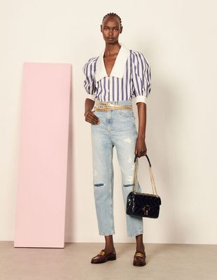 Chemise rayée à col oversize