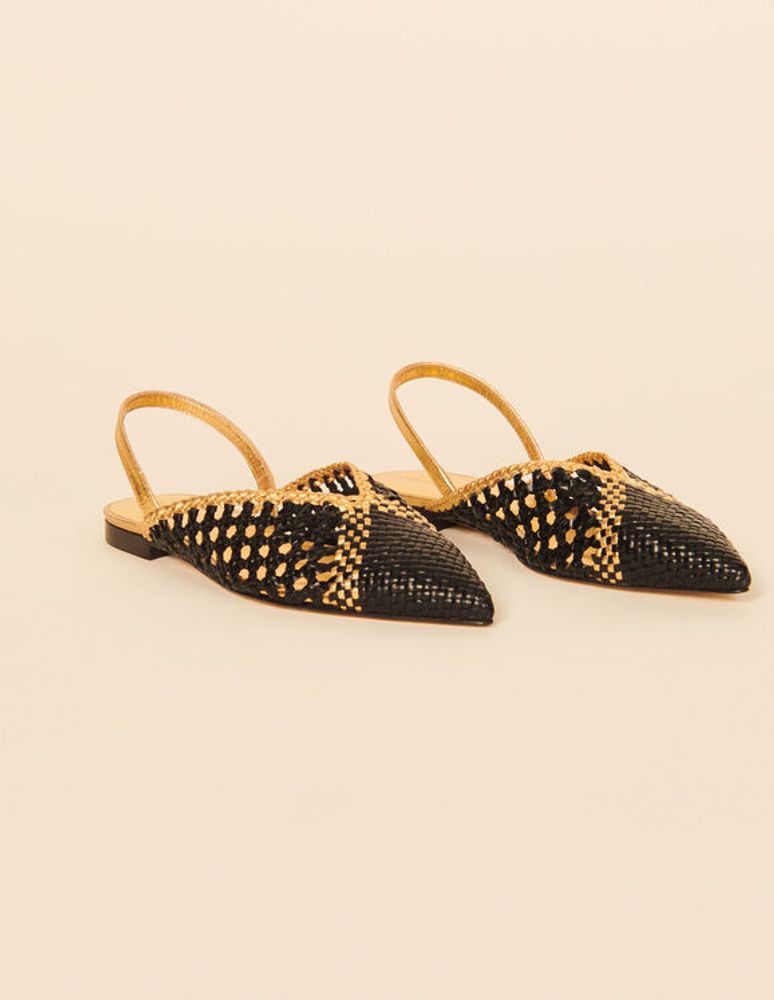 Slingback en cuir tressé