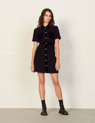 Robe en tweed bi-matiÃ¨res