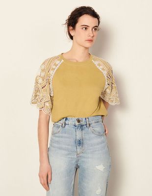 T-shirt à broderie anglaise