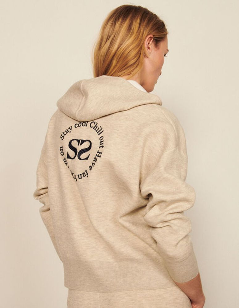Hoodie zippé avec broderie au dos