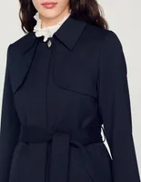 Trench-coat à empiècement plissé
