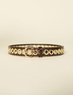 Ceinture en cuir effet crocodile
