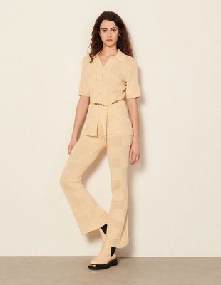 Pantalon en maille pointelle