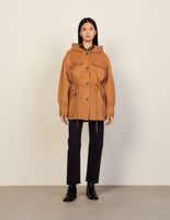 Manteau en laine double face à capuche
