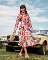 Lucille Dupioni Wrap Dress Pretty Peonies