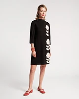 Annie Dress Posy Embroidery Merino Wool Black