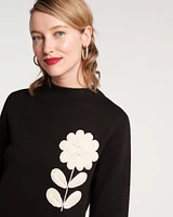 Annie Dress Posy Embroidery Merino Wool Black