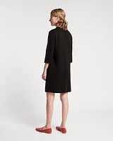 Annie Dress Posy Embroidery Merino Wool Black