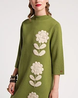 Annie Dress Posy Embroidery Merino Wool Fern