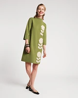 Annie Dress Posy Embroidery Merino Wool Fern