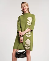 Annie Dress Posy Embroidery Merino Wool Fern