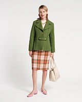 Pencil Skirt Wool Central Park Plaid Pink Green