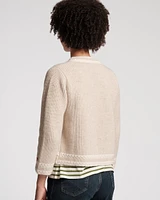 Border Flower Cardigan Wool Cashmere Natural