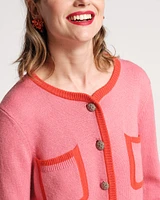 Pierre Cardigan Merino Colorblock Pink Orange