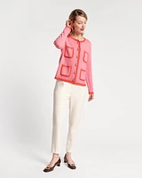 Pierre Cardigan Merino Colorblock Pink Orange