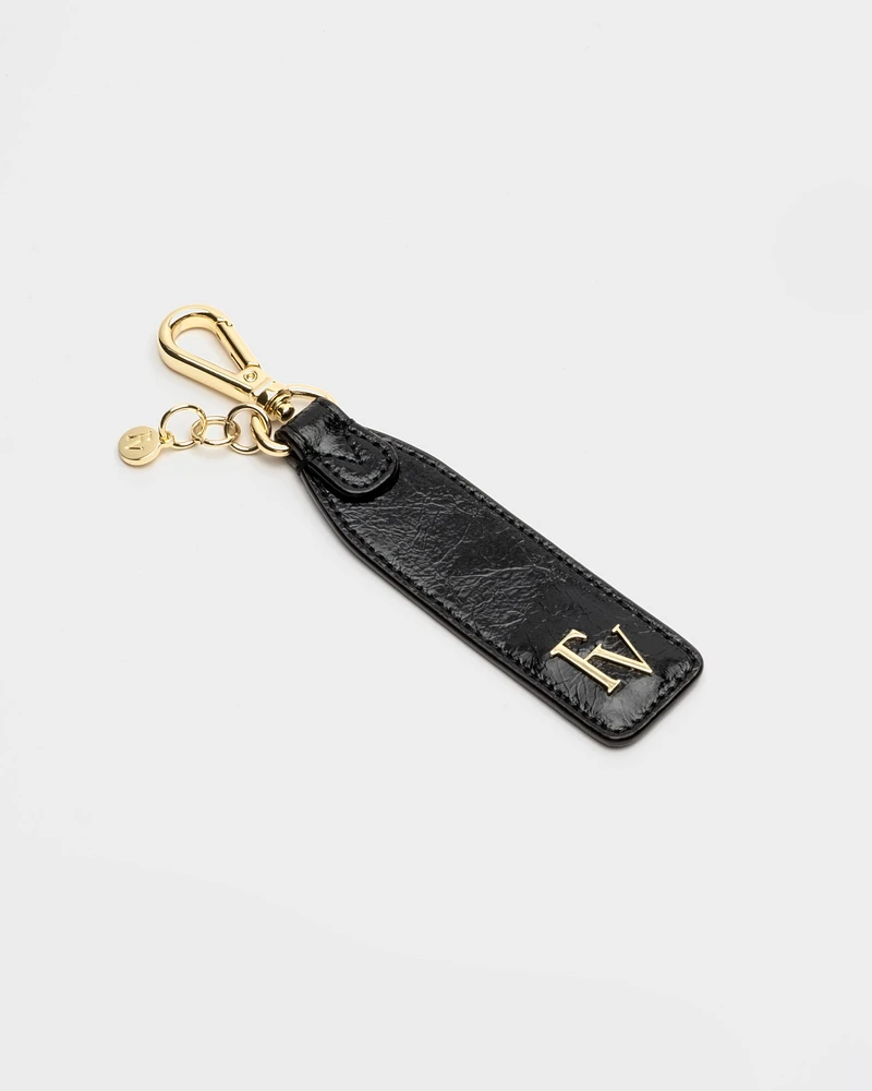 Logo Keychain Crinkled Leather