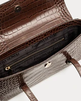 Small Slim Croc Embossed Tote Bag