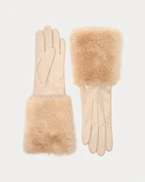 Faux Fur Cuff Leather Glove