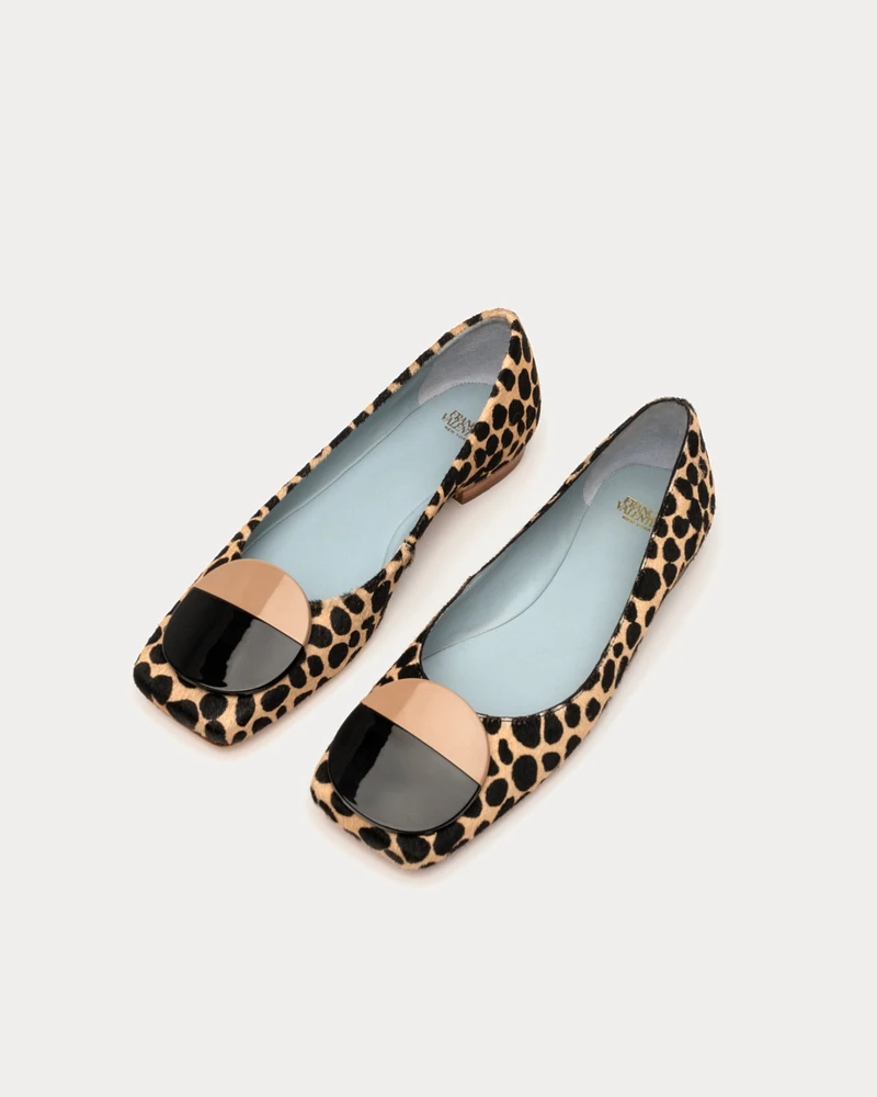 Square Toe Haircalf Ballet Flat Cheetah