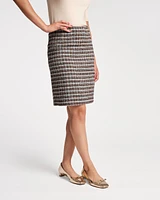 Pencil Skirt Wool Park Avenue Plaid Blue Brown