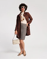 Pencil Skirt Wool Park Avenue Plaid Blue Brown