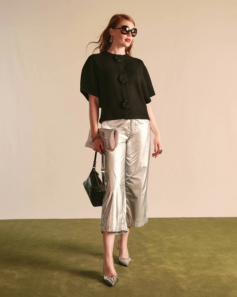 Mimi Pant Metallic Nylon Silver