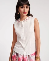 Louise Floral Embroidered Collar Top