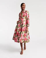 Lucille Dupioni Wrap Dress Pretty Peonies