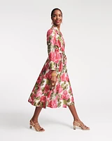 Lucille Dupioni Wrap Dress Pretty Peonies