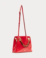 Skip Tote Crinkled Leather Red