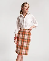 Wool Plaid Pencil Skirt