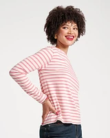 Long Sleeve Striped Tee Shirt Oyster Pink