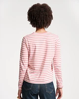 Long Sleeve Striped Tee Shirt Oyster Pink