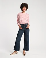 Long Sleeve Striped Tee Shirt Oyster Pink