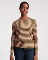 Long Sleeve Striped Tee Shirt Green/Pink