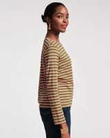 Long Sleeve Striped Tee Shirt Green/Pink