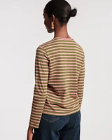 Long Sleeve Striped Tee Shirt Green/Pink