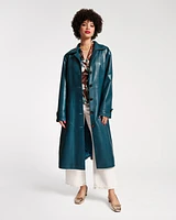 Chelsea Trench Coat Faux Leather Teal